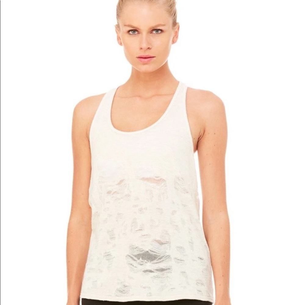 Alo Yoga Pure Tank - White Distressed